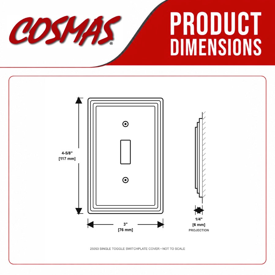 Cosmas 25053-FB Flat Black Single Toggle Switchplate Cover