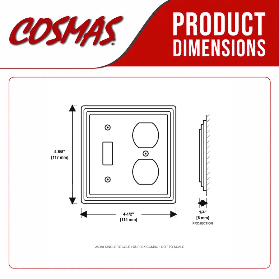 Cosmas 25068-FB Flat Black Single Toggle / Duplex Combo