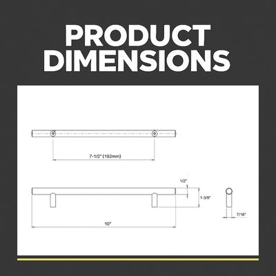 Cosmas 305-192FB Flat Black Euro Style Bar Pull