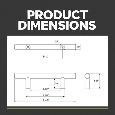 Cosmas 305-3.5BB Brushed Brass Euro Style Bar Pull