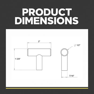 Cosmas 305FB Flat Black Euro Style T Bar Knob