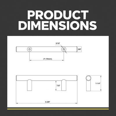 Cosmas 404-030FB Flat Black Slim Line Euro Style Bar Pull