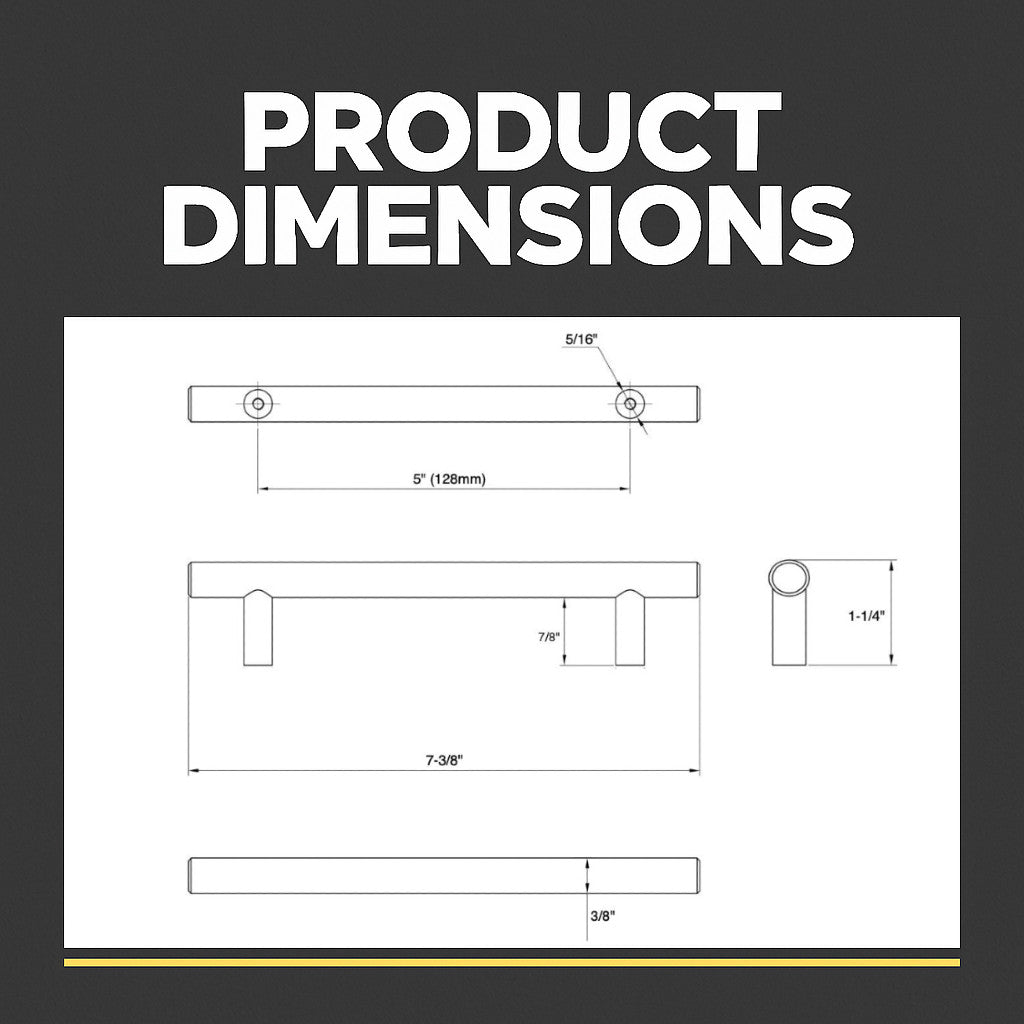 Cosmas 404-128FB Flat Black Slim Line Euro Style Bar Pull