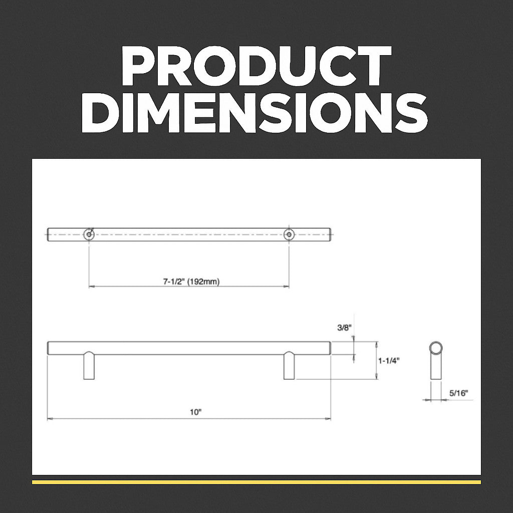 Cosmas 404-192FB Flat Black Slim Line Euro Style Bar Pull