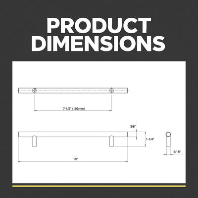 Cosmas 404-192FB Flat Black Slim Line Euro Style Bar Pull