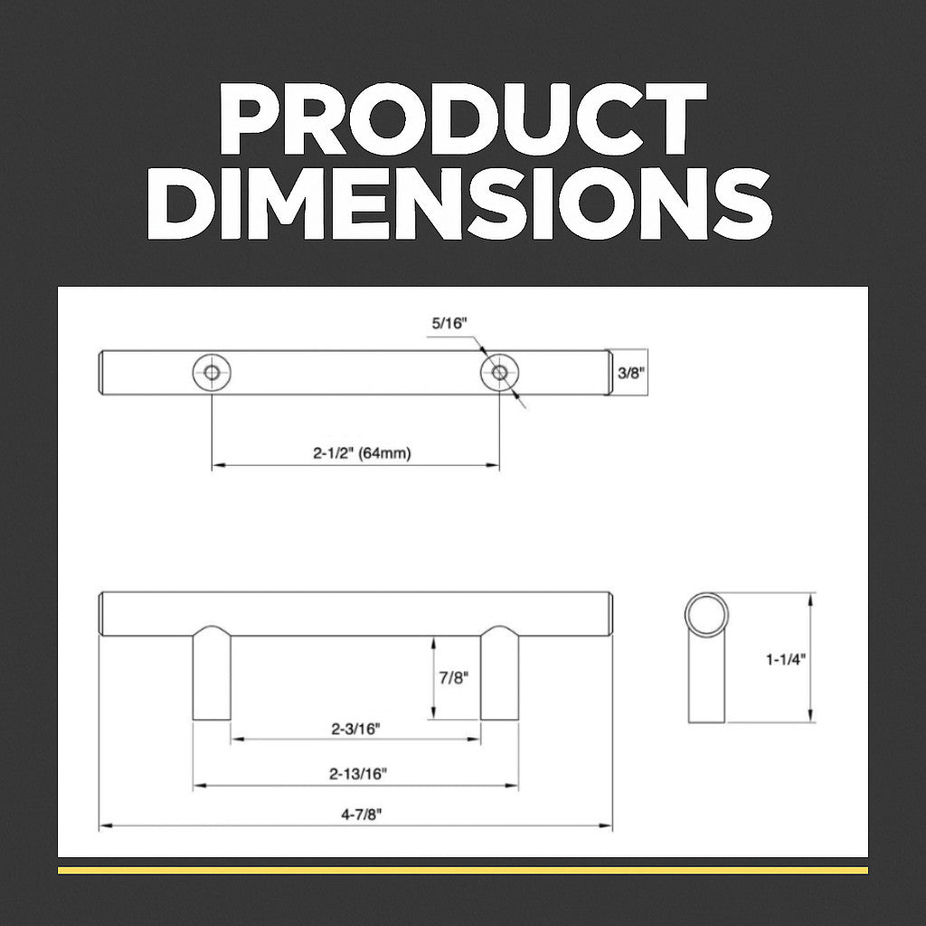 Cosmas 404-2.5FB Flat Black Slim Line Euro Style Bar Pull