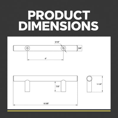 Cosmas 404-4FB Flat Black Slim Line Euro Style Bar Pull