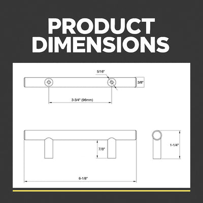 Cosmas 404-96FB Flat Black Slim Line Euro Style Bar Pull