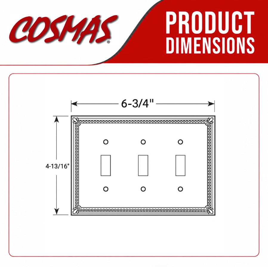 Cosmas 44032-ORB Oil Rubbed Bronze Triple Toggle Switchplate Cover