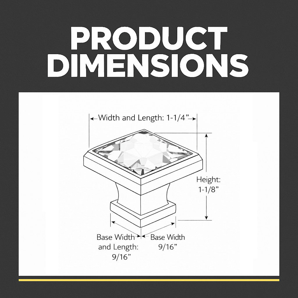 Cosmas 5883FB-C Flat Black &amp; Clear Glass Square Cabinet Knob