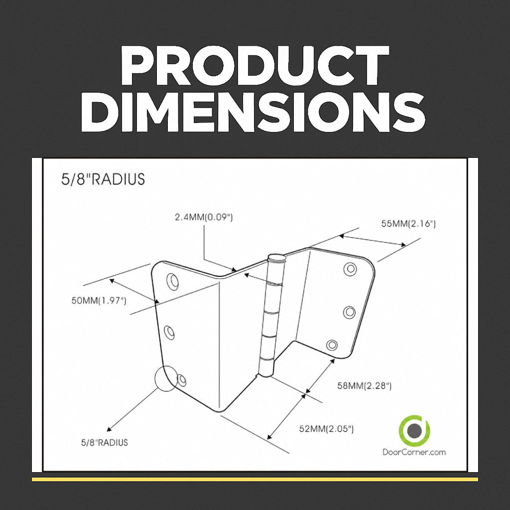Offset Swing Clear Door Hinge, Matte Black 3-1/2" with 5/8" Radius Corners