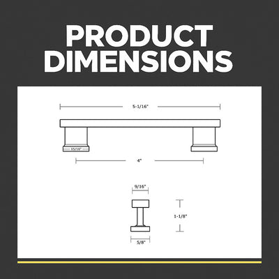 Cosmas 702-4FB Flat Black Contemporary Cabinet Pull