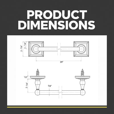 Aurora Series Satin Nickel 24" Towel Bar