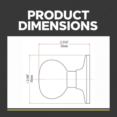 Bedford Dummy Door Knob, Polished Chrome