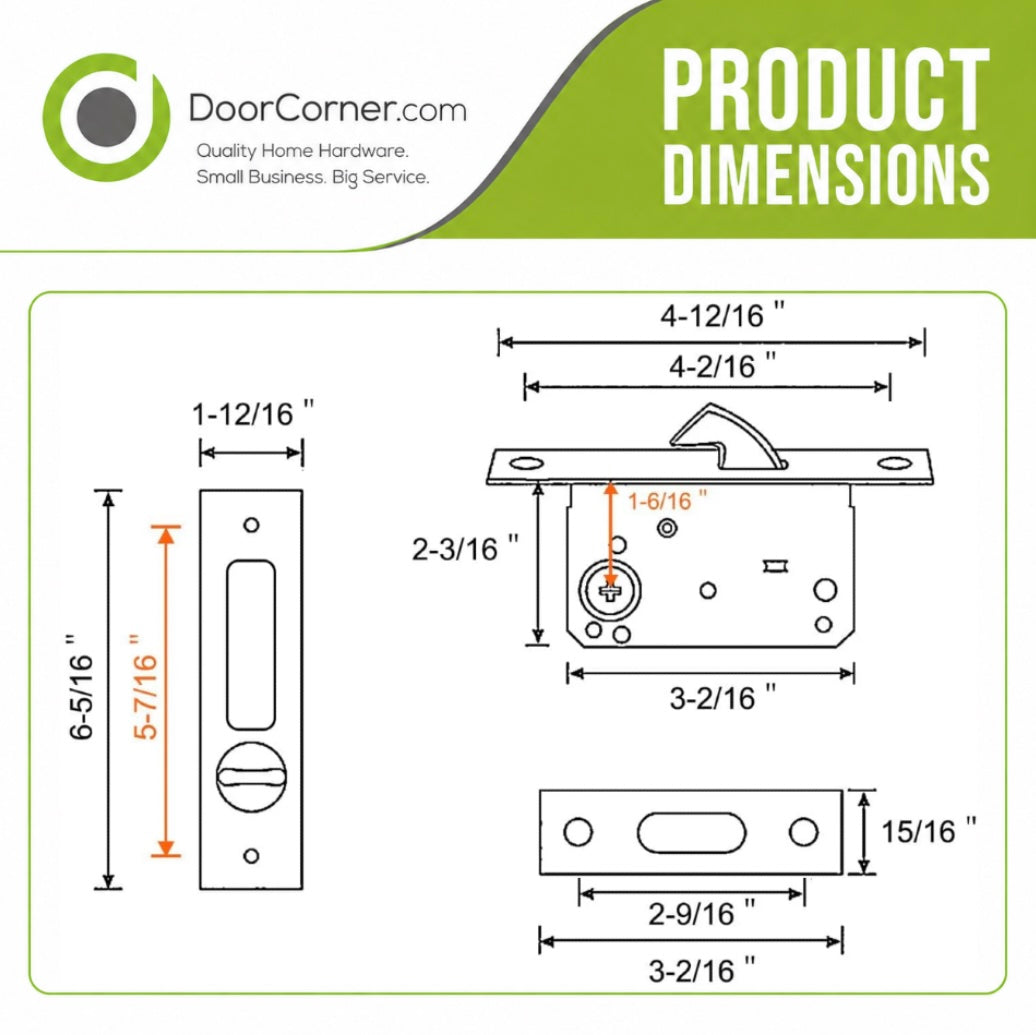 Keyed Black Pocket Door and Barn Door Lock