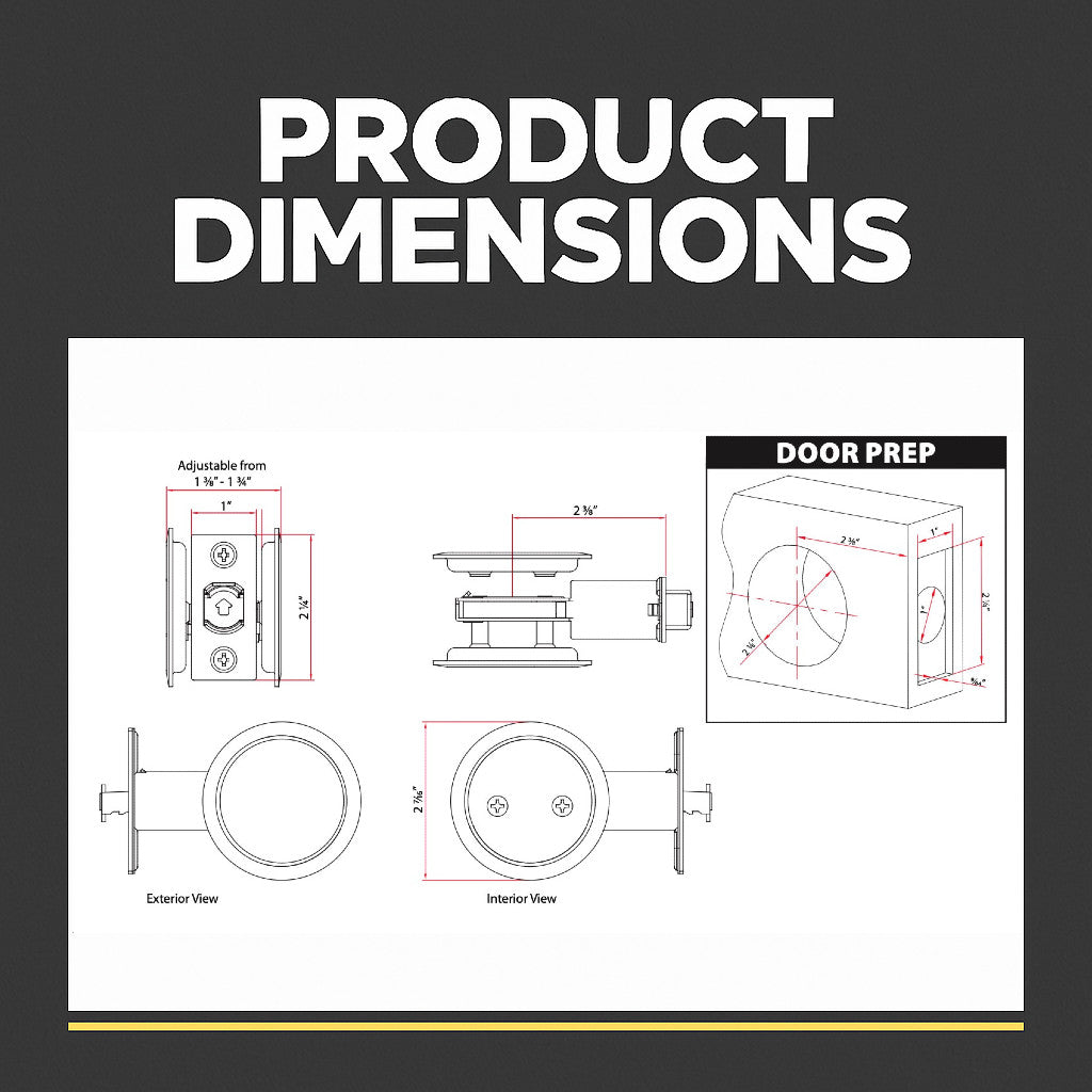 Round Hall/Closet Passage Pocket Door Latch, Oil Rubbed Bronze