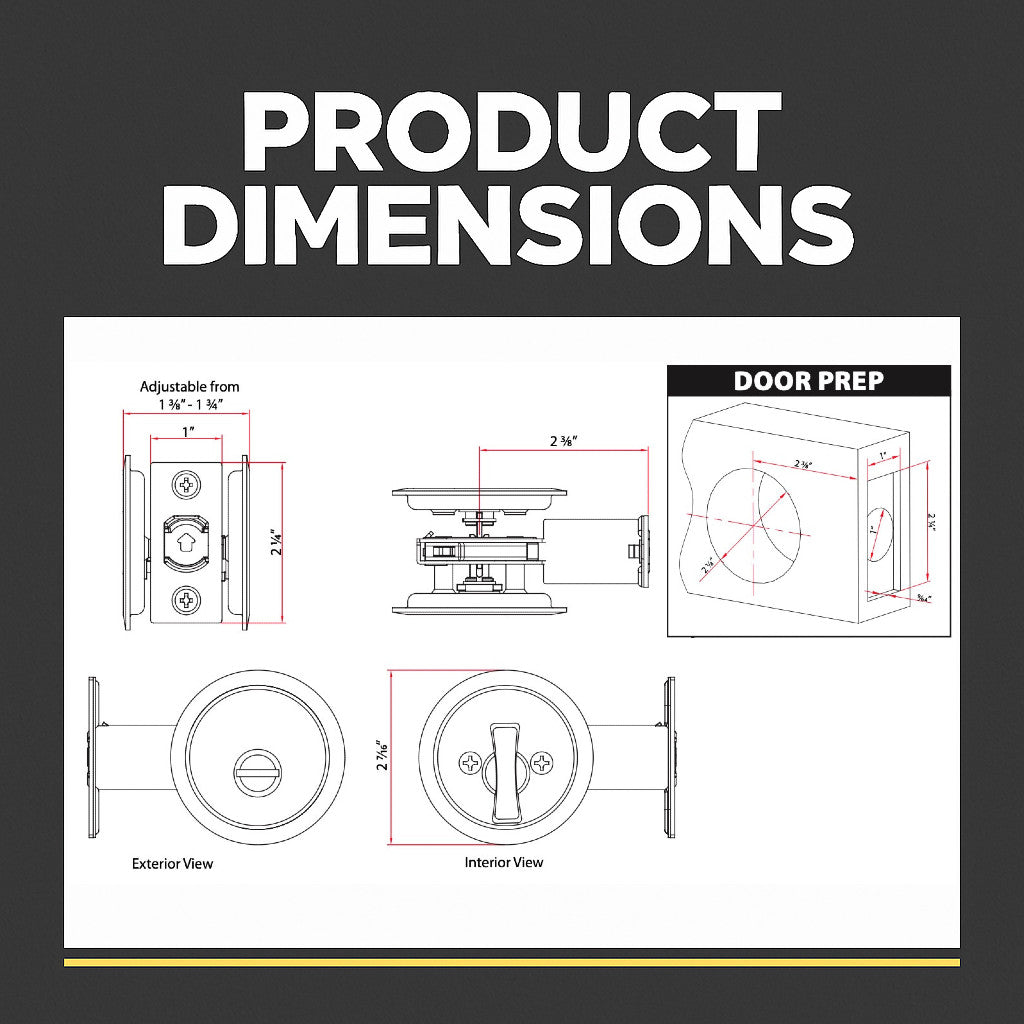 Round Hall/Closet Privacy Pocket Door Latch, Oil Rubbed Bronze