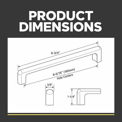 Cosmas 3304-160FB Flat Black Modern Contemporary Cabinet Pull