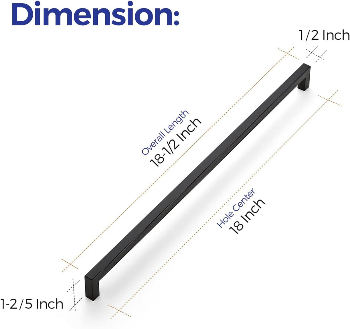 Ravinte 10 Pack 18 Inch Matte Black Square Kitchen Cabinet Handles