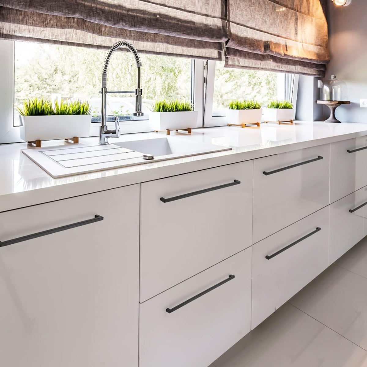 Ravinte 10 Pack 18 Inch Matte Black Square Kitchen Cabinet Handles