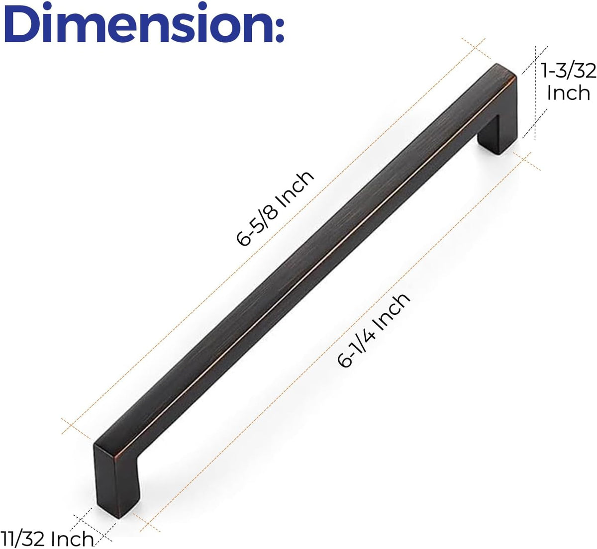 Ravinte 15 Pack Solid 6-1/4 Inch (160mm) Oil-Rubbed Bronze Solid Square Cabinet Handles