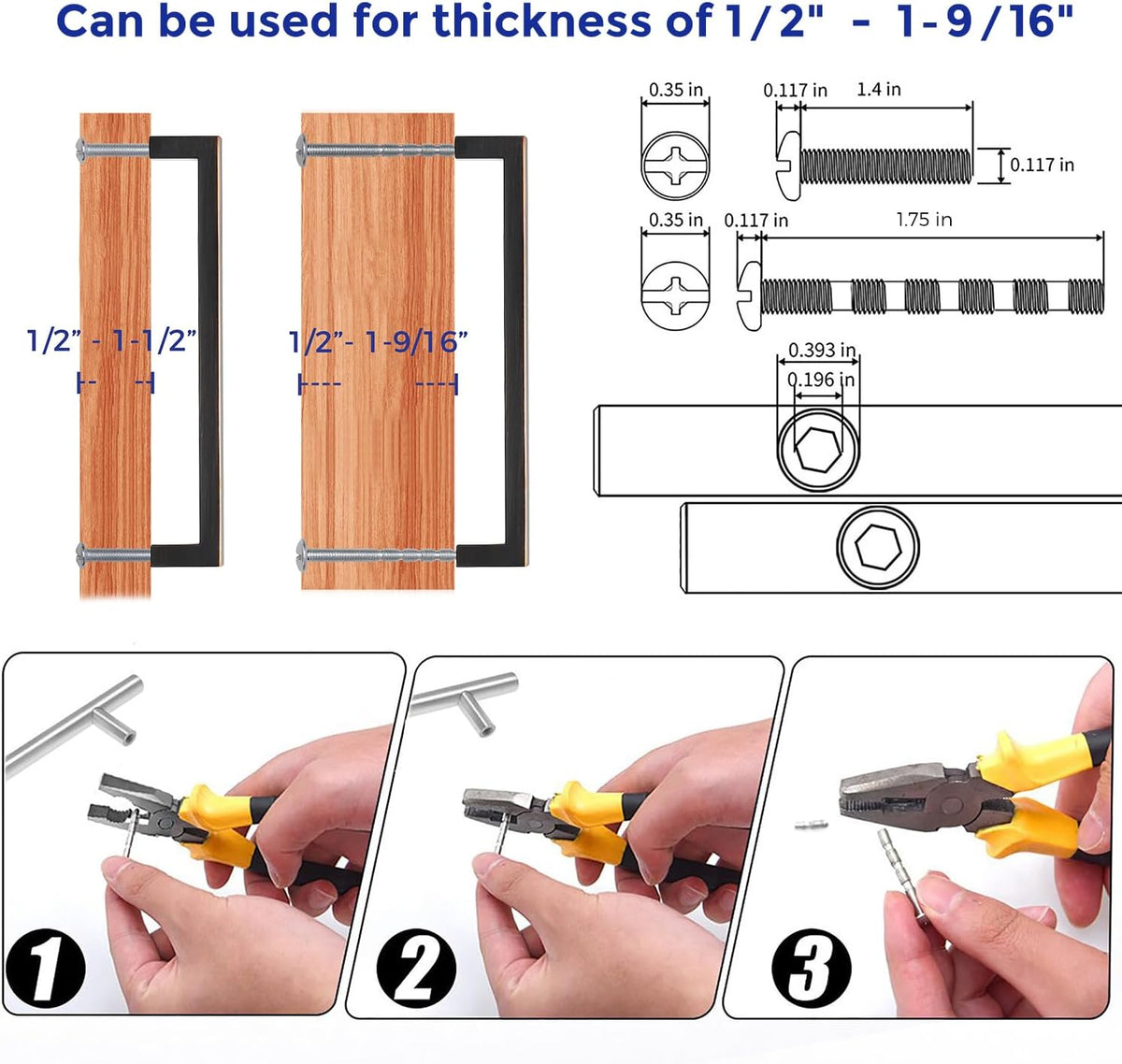Ravinte 15 Pack Solid 6-1/4 Inch (160mm) Oil-Rubbed Bronze Solid Square Cabinet Handles