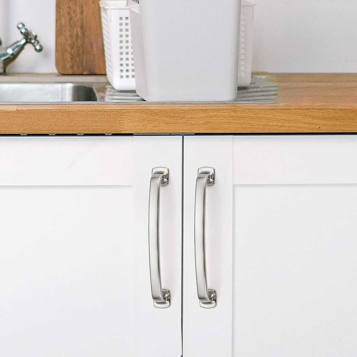 Ravinte 10 Pack Solid 5 Inch (128mm) Arch Brushed Nickel Cabinet Pulls