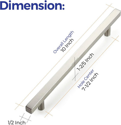 Ravinte 15 Pack 7-1/2" (192mm) Square Brushed Nickel Cabinet Handles