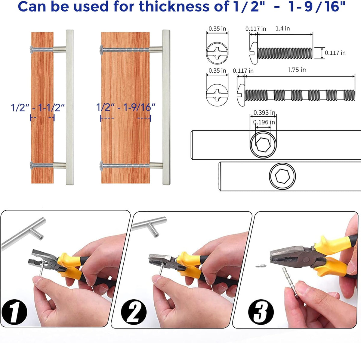 Ravinte 15 Pack 7-1/2&quot; (192mm) Square Brushed Nickel Cabinet Handles