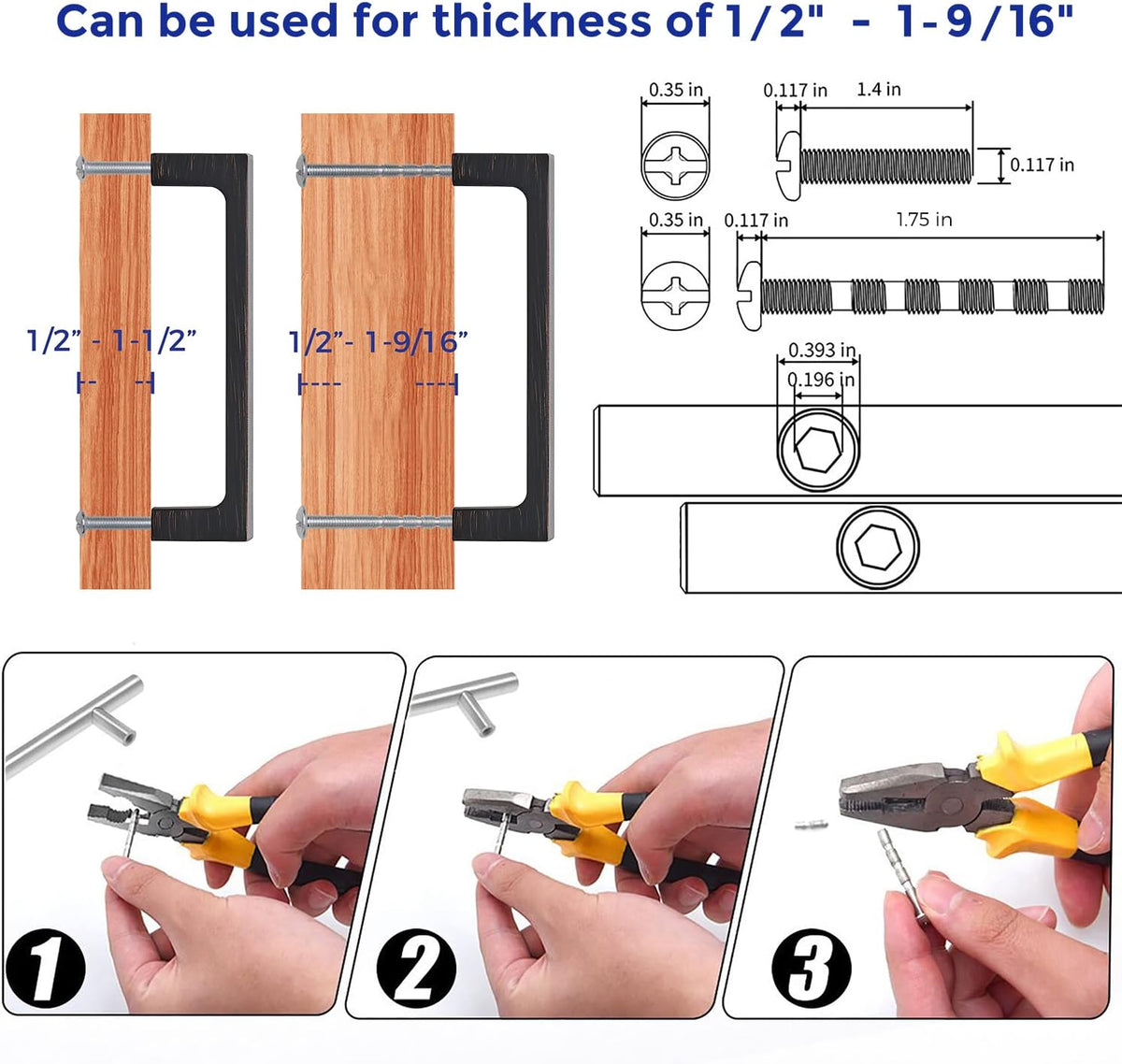 Ravinte 15 Pack Solid 3-3/4 Inch (96mm) Square Oil-Rubbed Bronze Cabinet Handles