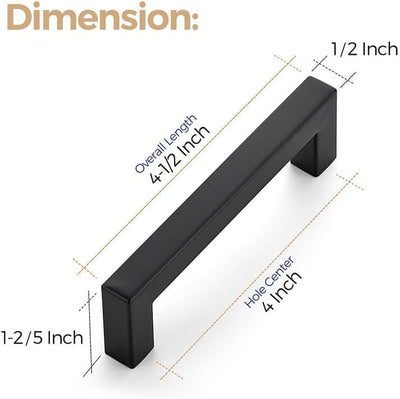 Ravinte 15 Pack 4 Inch Matte Black Square Kitchen Cabinet Handles