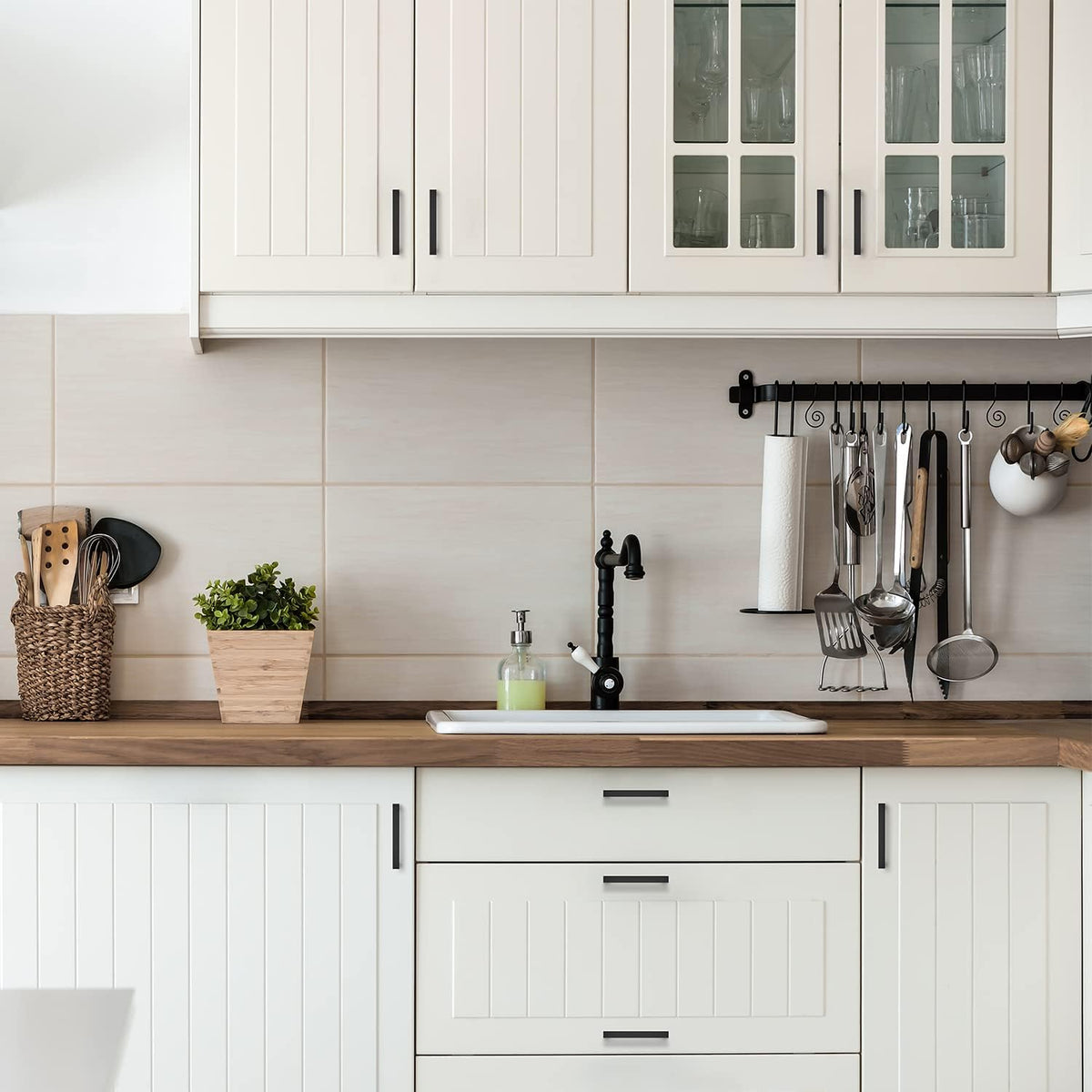 Ravinte 15 Pack 4 Inch Matte Black Square Kitchen Cabinet Handles