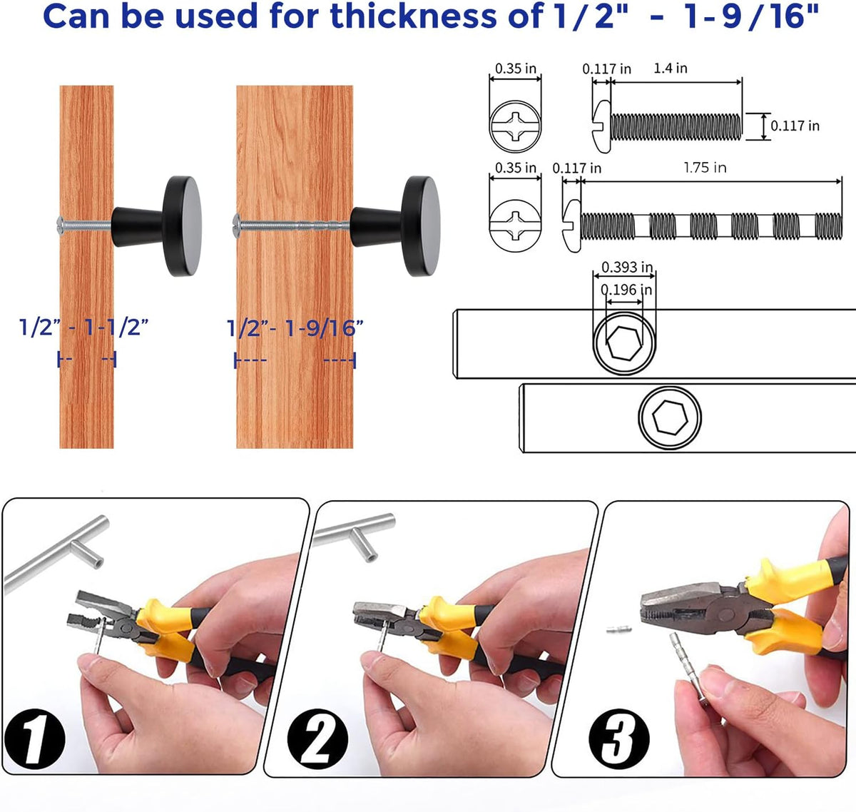 Ravinte 25 Pack 1-1/4 Inch Solid Kitchen Cabinet Knobs