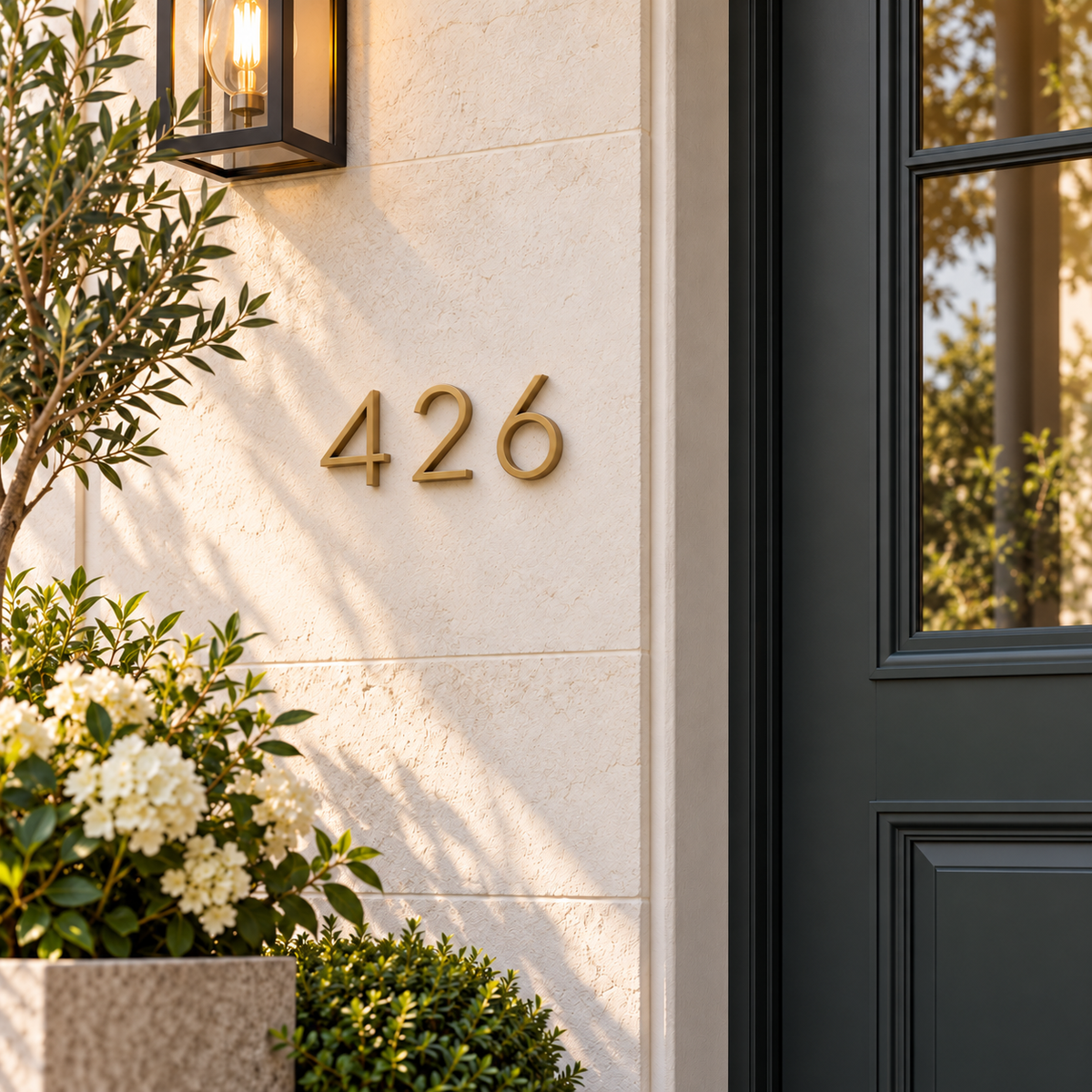 Floating 5" Stainless Steel Gold House Numbers