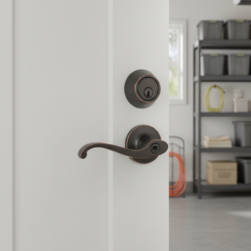 Richmond Oil Rubbed Bronze Entry Lever with Matching Single Cylinder Deadbolt Combo Pack