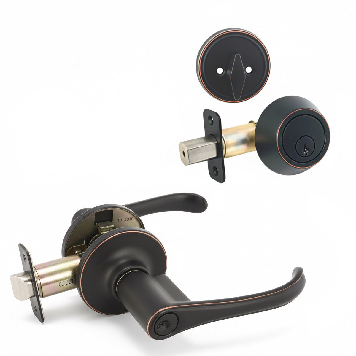 Rochester Oil Rubbed Bronze Entry Lever with Matching Single Cylinder Deadbolt Combo Pack