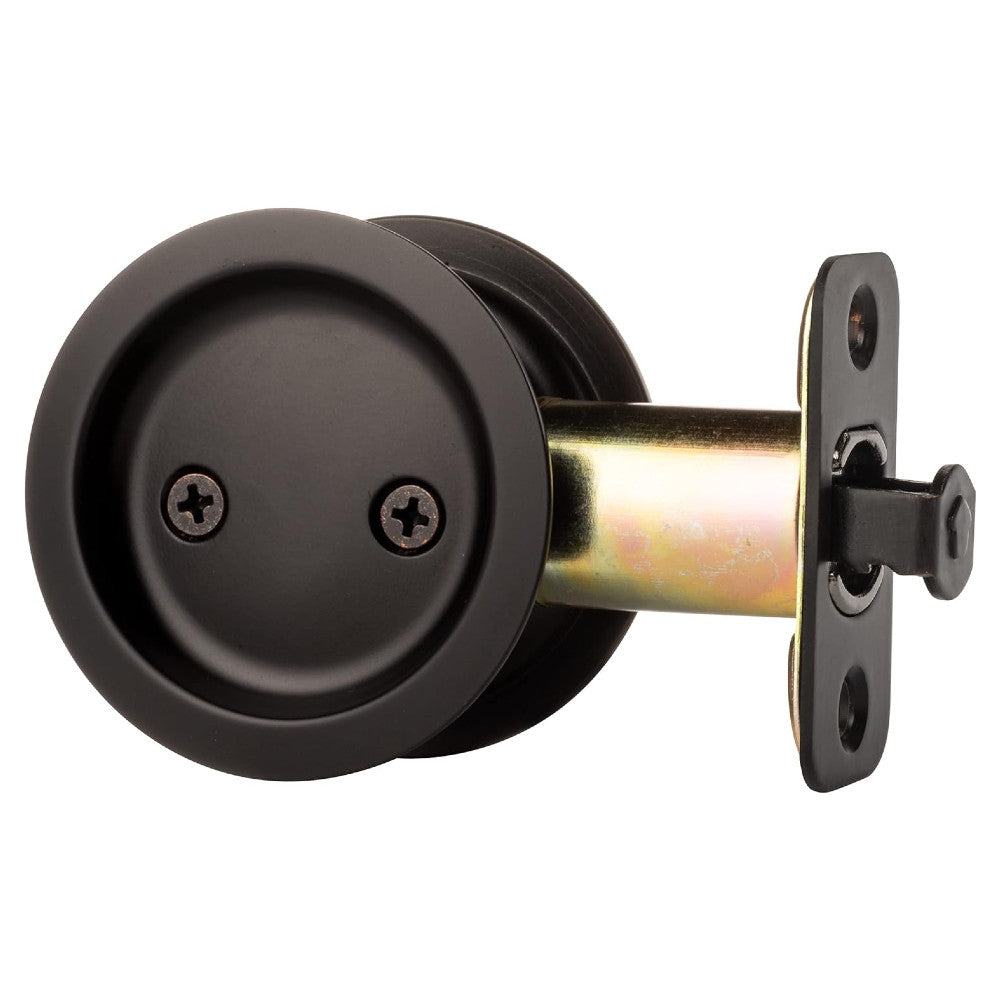 Round Hall/Closet Passage Pocket Door Latch, Flat Black