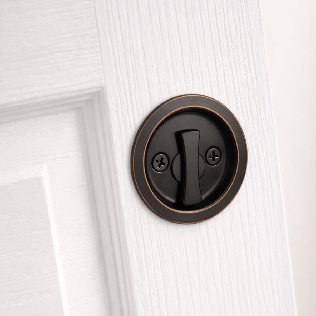 Round Hall/Closet Privacy Pocket Door Latch, Oil Rubbed Bronze