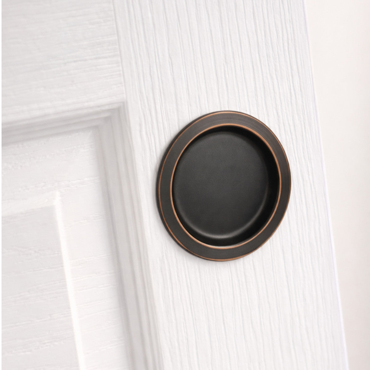Round Hall/Closet Passage Pocket Door Latch, Oil Rubbed Bronze