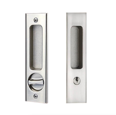 Keyed Satin Nickel Pocket Door and Barn Door Lock