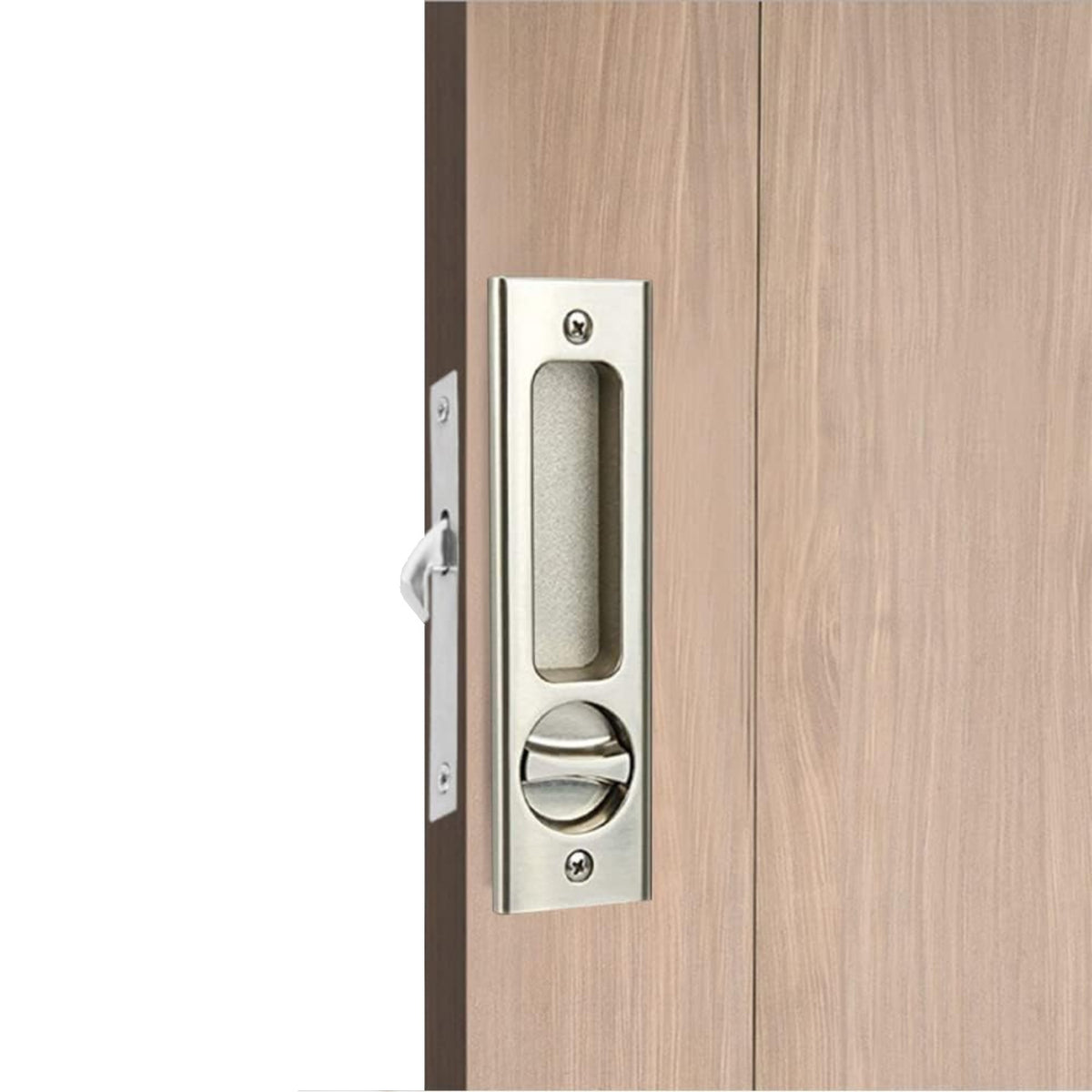 Keyed Satin Nickel Pocket Door and Barn Door Lock