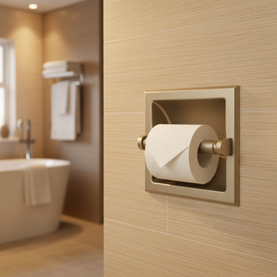 Designers Impressions Satin Nickel Recessed Toilet / Tissue Paper Holder