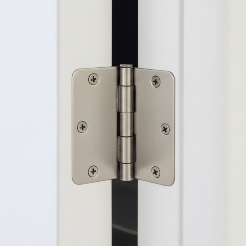 Door Hinge, Satin Nickel, 3-1/2" with 1/4" Radius Corners