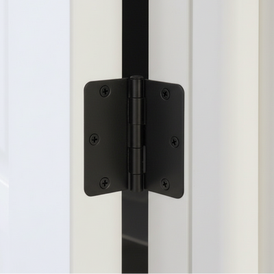 Door Hinge, Matte Black 3-1/2" with 1/4" Radius Corners