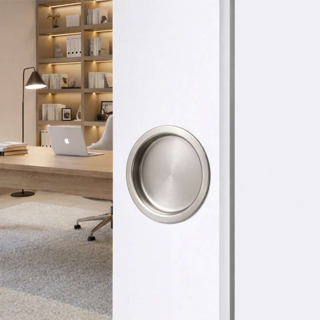 Sliding Door Cup Pull, Satin Nickel