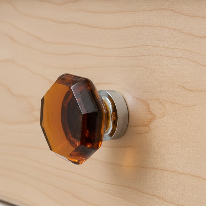 Cosmas 5268ORB-A Oil Rubbed Bronze &amp; Amber Glass Cabinet Knob