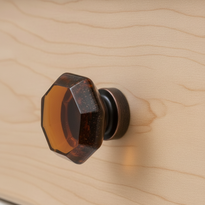Cosmas 5268ORB-A Oil Rubbed Bronze &amp; Amber Glass Cabinet Knob