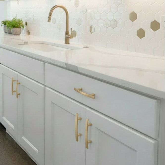 Cosmas 2363-3BB Brushed Brass Subtle Arch Cabinet Pull