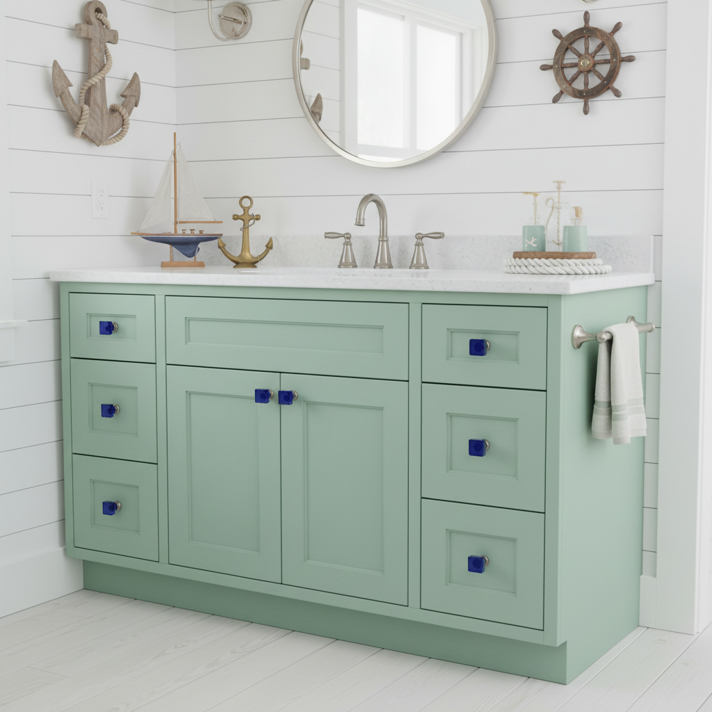 Cosmas 6377SN-BL Satin Nickel &amp; Blue Glass Square Cabinet Knob