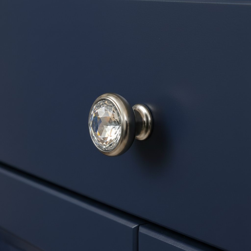 Cosmas 5317SN-C Satin Nickel &amp; Clear Glass Round Cabinet Knob